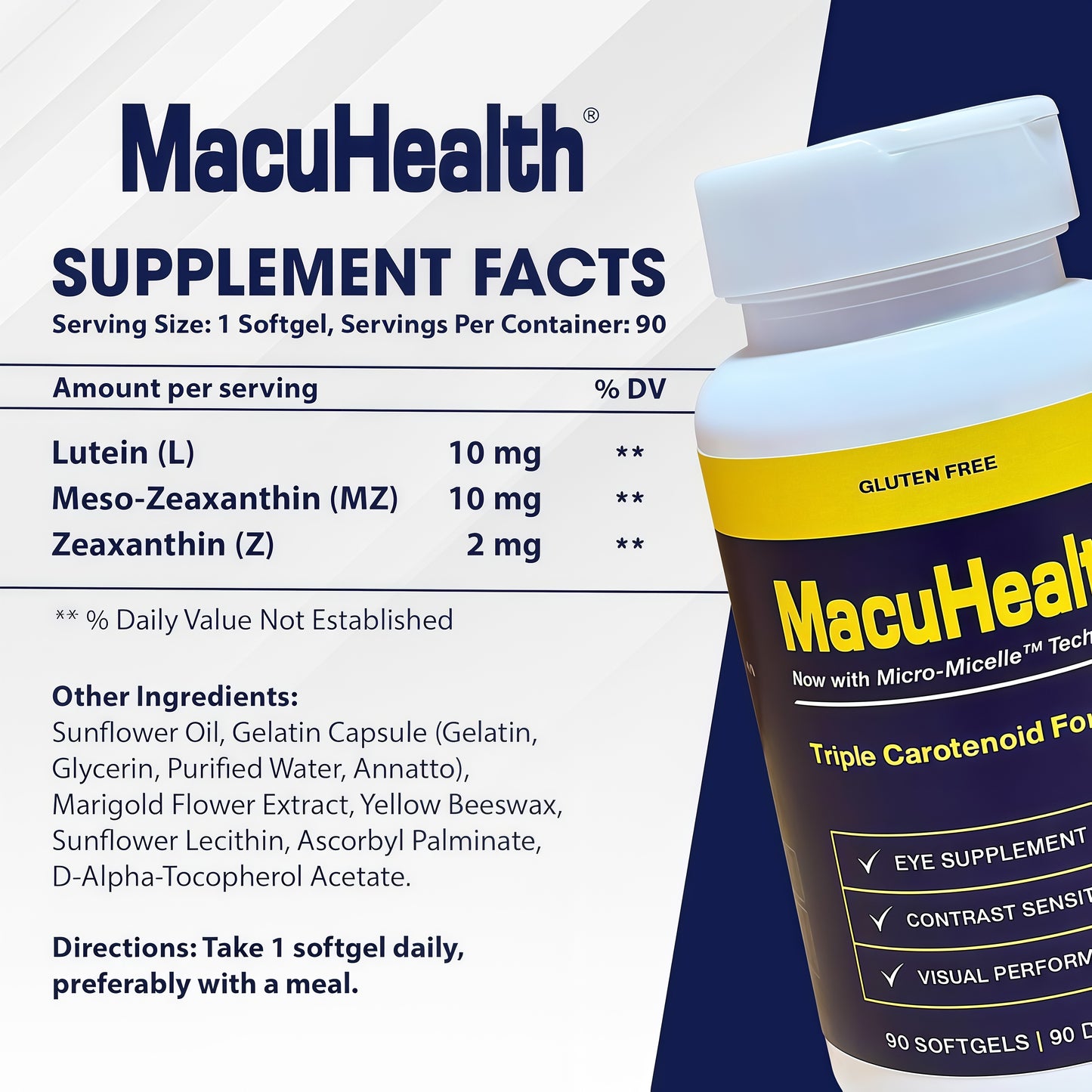 Macuhealth Triple Carotenoid Formula Adult Eye Vitamin Supplement